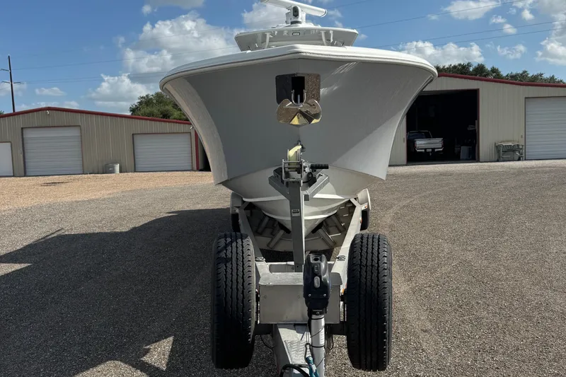 Slide: The Image of 2020 Yellowfin 36 Offshore boat with triple 300 V8 engines on water. - 8