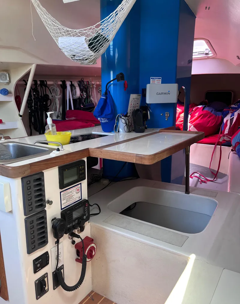 Slide: The Image of Interior of 2009 Class 40 Antrim Design yacht with navigation equipment and storage. - 24
