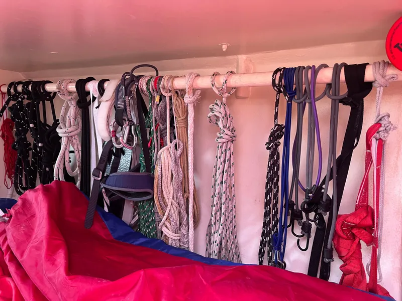 Slide: The Image of Storage area with ropes and gear on a Class 40 Antrim Design boat, 2009 model. - 41