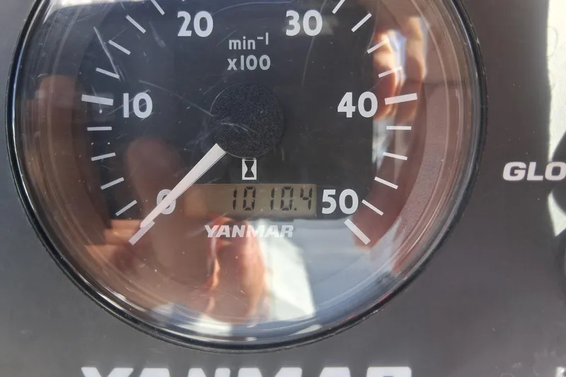 Slide: The Image of Close-up of a Yanmar tachometer on a 2009 Class 40 Antrim Design boat. - 49