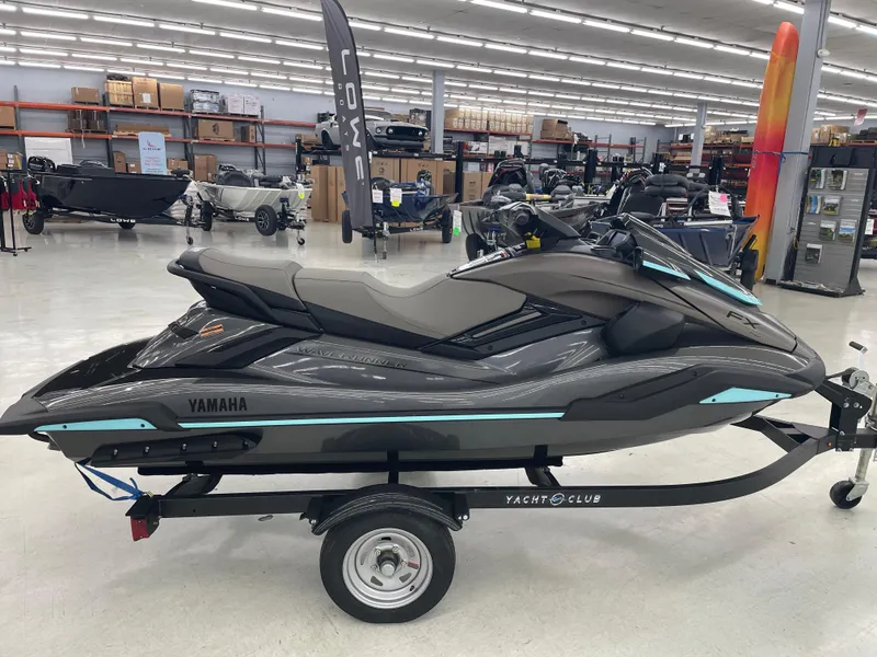 Slide: The Image of 2025 Yamaha WaveRunner FX Cruiser HO in showroom, displayed on trailer. - 4