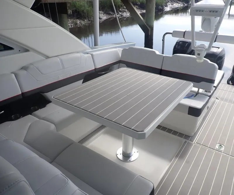 Slide: The Image of Luxury seating area on a 2020 Formula 430 Super Sport Crossover yacht. - 10