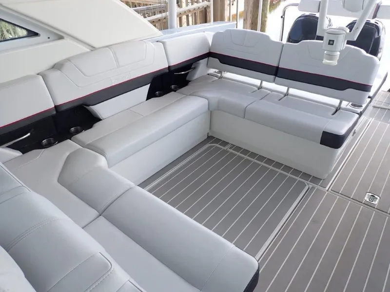 Slide: The Image of Luxurious seating area on 2020 Formula 430 Super Sport Crossover boat. - 11