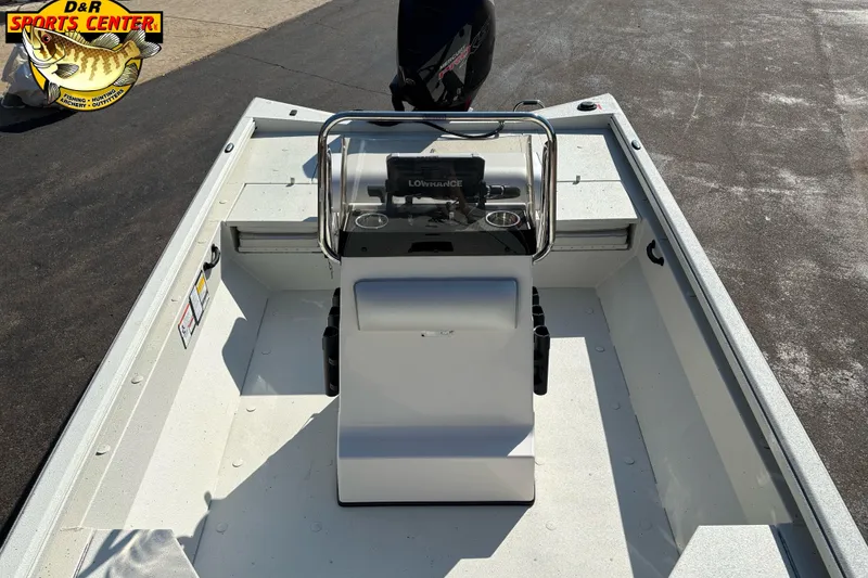 Slide: The Image of 2025 Ranger RB210 boat interior with console and navigation equipment, displayed at D&R Sports Center. - 3