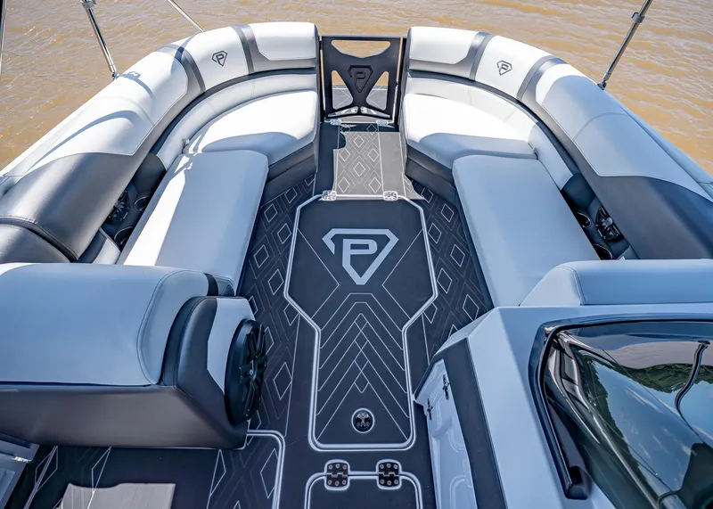 Slide: The Image of Luxurious interior of 2025 Paradigm Damascus 266 Surf boat with sleek seating and modern design. - 35