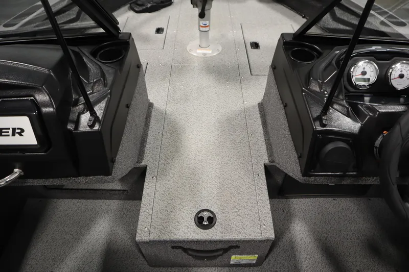 Slide: The Image of 2024 Crestliner 1950 Fish Hawk WT interior with dashboard and seating area. - 27