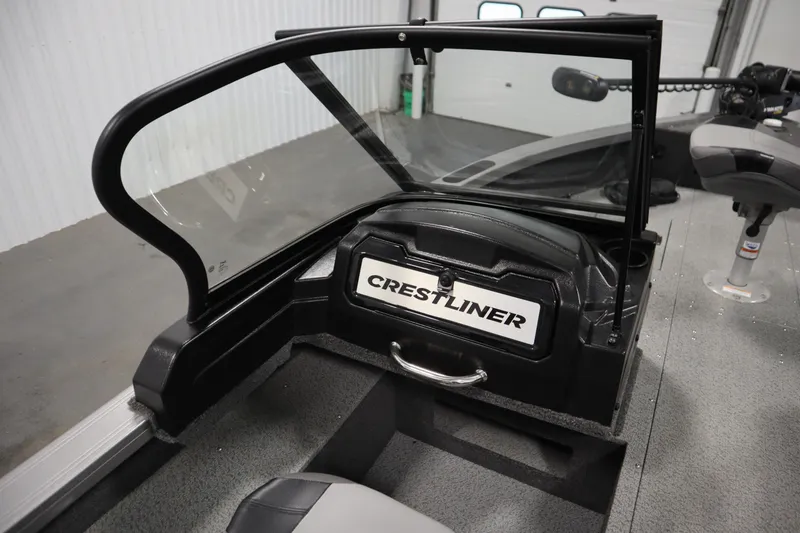 Slide: The Image of 2024 Crestliner 1950 Fish Hawk WT interior with windshield and seating. - 43