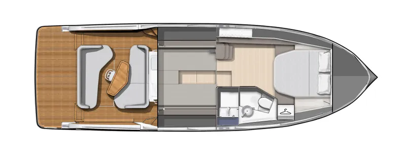 Slide: The Image of 2026 Beneteau Gran Turismo 40 yacht floor plan, featuring spacious deck and modern interior layout. - 17