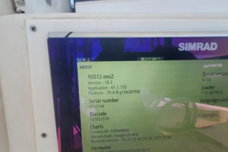 Slide: The Image of Simrad NSS12 evo2 display on 1998 Ocean Master 31 Center Console boat. - 13