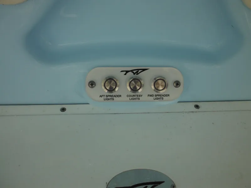 Slide: The Image of Control panel on a 2022 Tidewater 220 LXF boat with light switches. - 20