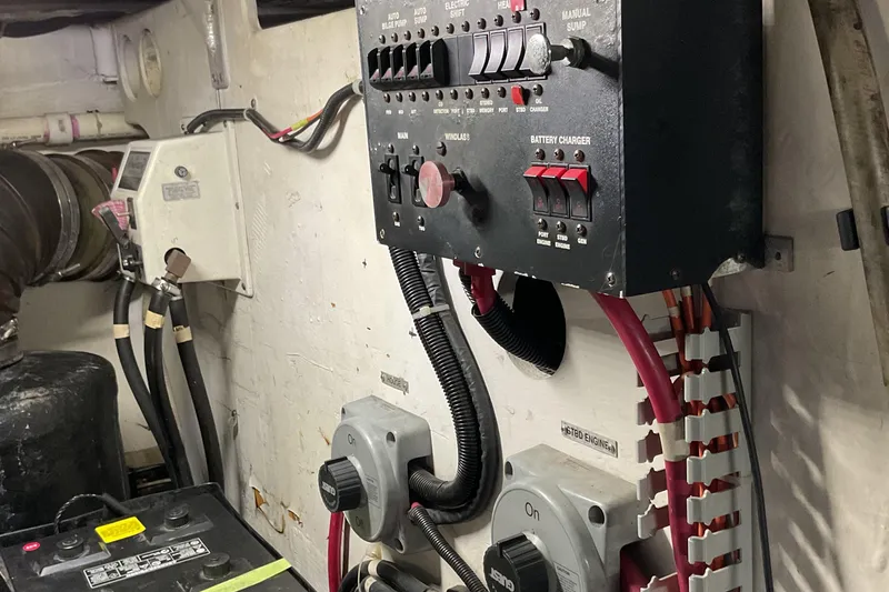 Slide: The Image of Electrical panel in a 2000 Carver 530 Voyager Pilothouse engine room. - 27