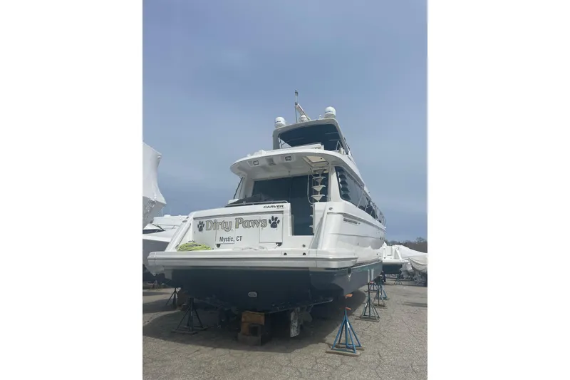 Slide: The Image of 2000 Carver 530 Voyager Pilothouse yacht on stands, Mystic, CT. - 36