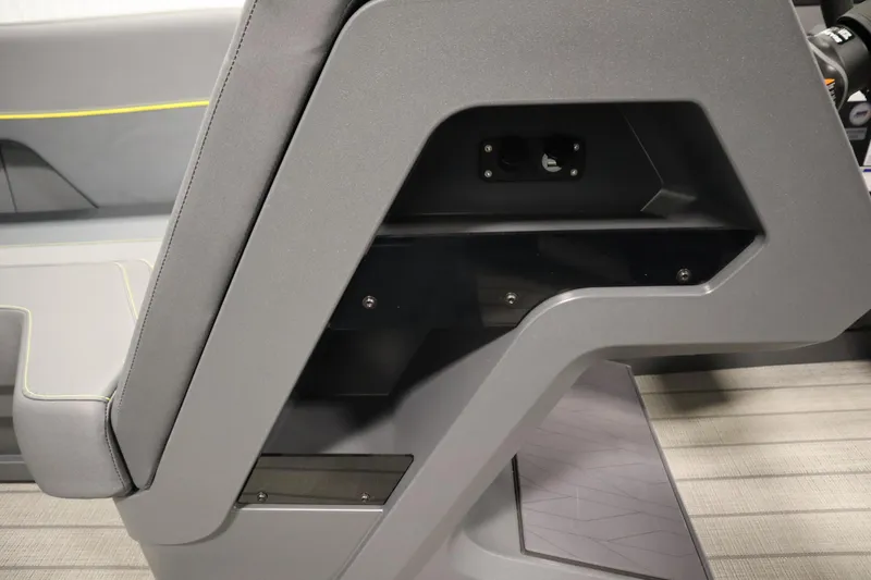 Slide: The Image of 2025 Manitou 24 EXPLORE SWITCHBACK TRIFOLD TRITOON interior detail, showcasing modern design and seating. - 20