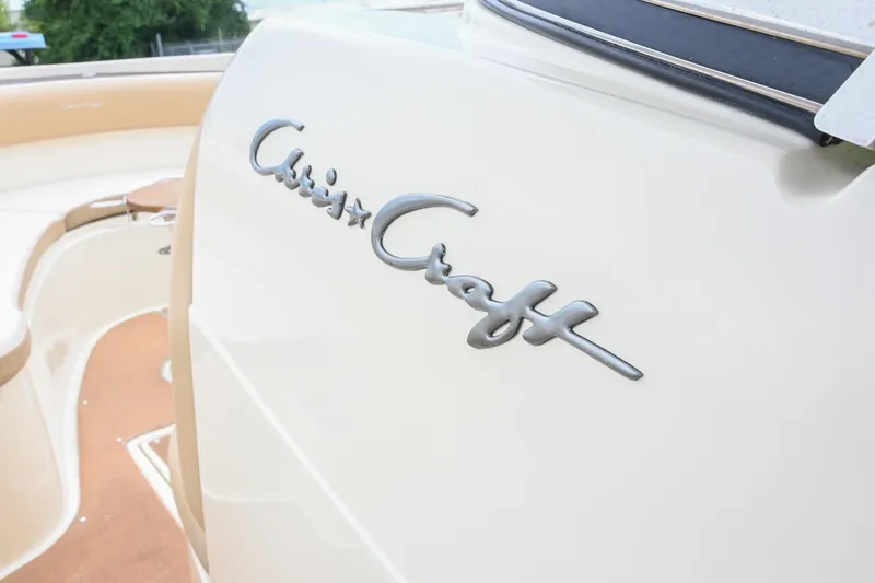 Slide: The Image of 2016 Chris-Craft Catalina 29 boat interior with logo detail. - 11