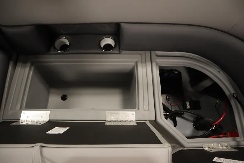 Slide: The Image of 2025 Bentley Pontoons 240 Navigator interior storage and wiring compartment. - 36