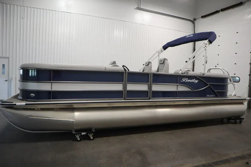 Slide: The Image of 2025 Bentley Pontoons 240 Navigator in a showroom, side view. - 8