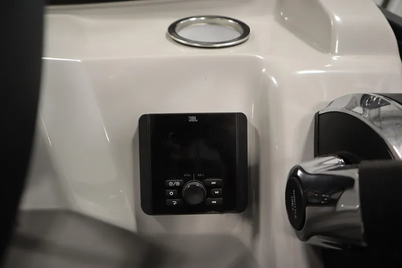 Slide: The Image of Steering wheel of 2025 Bentley Pontoons 220 Fish-N-Cruise boat dashboard. - 23