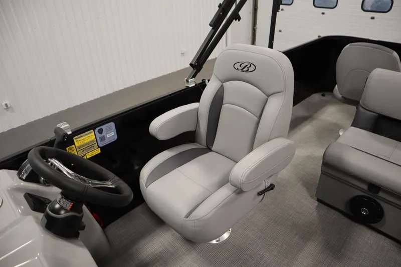 Slide: The Image of 2025 Bentley Pontoons 220 Fish-N-Cruise interior with luxurious gray seating. - 26
