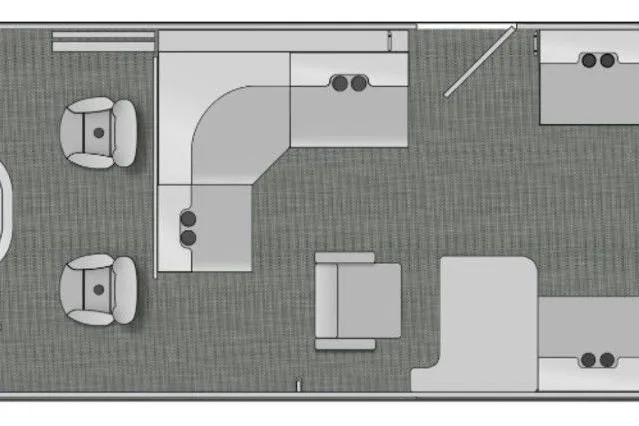 Slide: The Image of 2025 Bentley Pontoons 220 Fish-N-Cruise floor plan with seating and storage layout. - 47