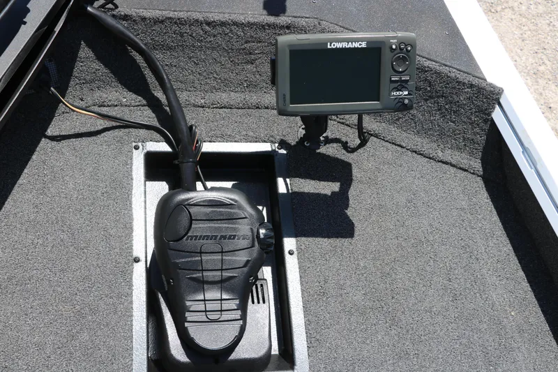 Slide: The Image of 2018 Polar Kraft Bass America TX175 Pro Bass boat with Minn Kota pedal and Lowrance fishfinder. - 15