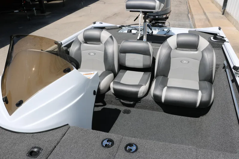 Slide: The Image of 2018 Polar Kraft Bass America TX175 Pro Bass boat interior with three seats. - 19