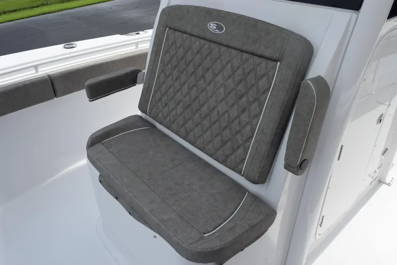 Slide: The Image of 2026 Sea Hunt Gamefish 30 Forward Seating with gray cushioned seat and armrests. - 14