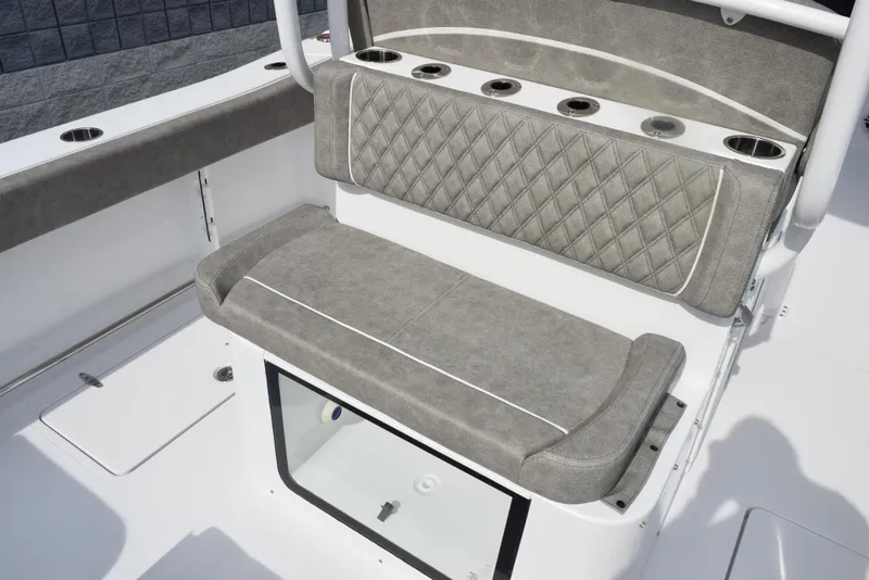 Slide: The Image of 2026 Sea Hunt Gamefish 30 Forward Seating with cushioned bench and rod holders. - 7