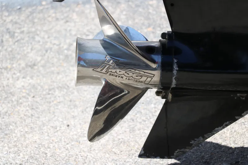 Slide: The Image of Close-up of a Mercury Marine propeller on a 2016 Ranger RT 188 boat. - 31