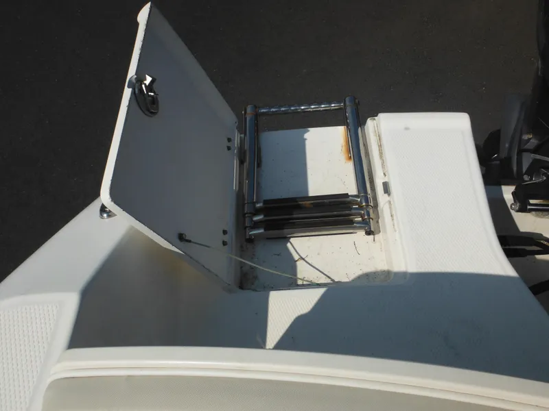Slide: The Image of 2013 Robalo R207 Dual Console boat ladder and storage compartment. - 19