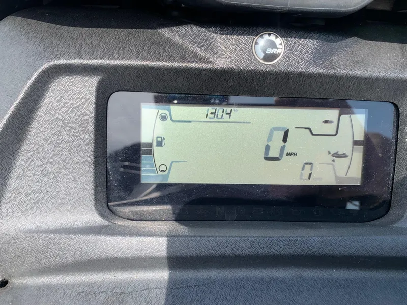 Slide: The Image of Dashboard display of 2020 Sea-Doo GTI SE 170 showing 0 MPH and fuel gauge. - 6