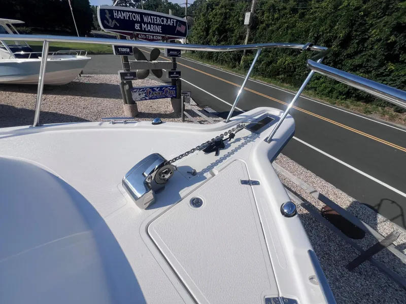 Slide: The Image of 2015 Pursuit OS 345 Offshore boat deck with anchor chain, near Hampton Watercraft & Marine. - 46