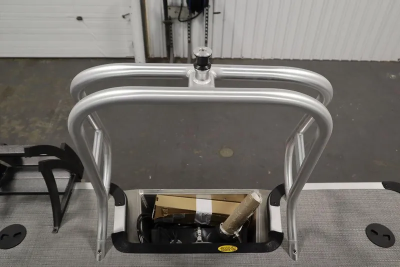 Slide: The Image of 2025 Bentley Pontoons 243 Navigator Tri-toon ladder and storage compartment detail. - 40