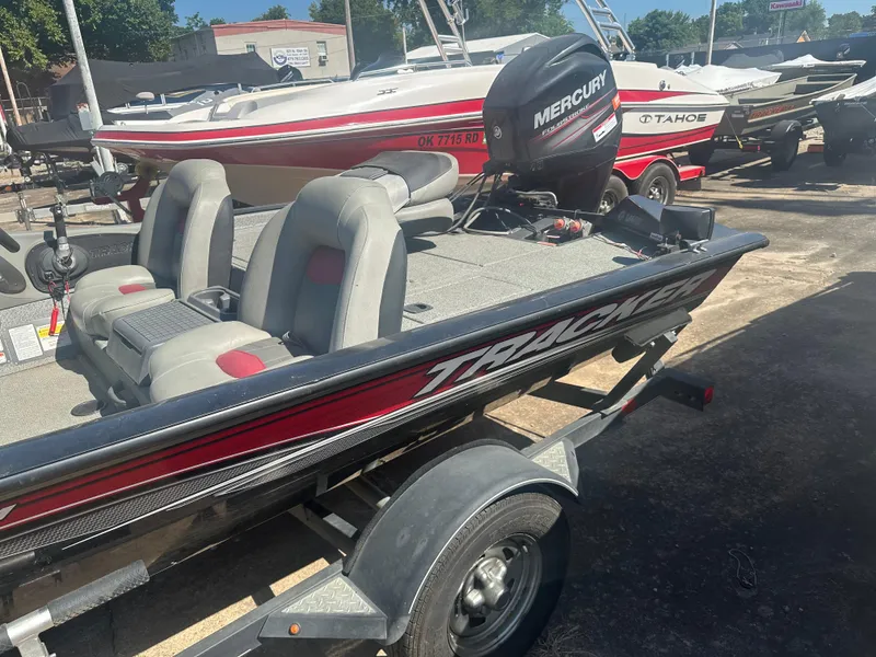 Slide: The Image of 2017 Tracker Pro Team 175 TXW boat with Mercury engine on trailer. - 11