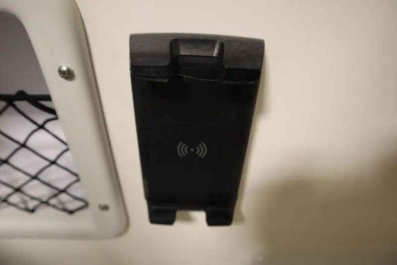 Slide: The Image of Charging station on 2024 Bayliner VR5 Bowrider boat interior. - 22