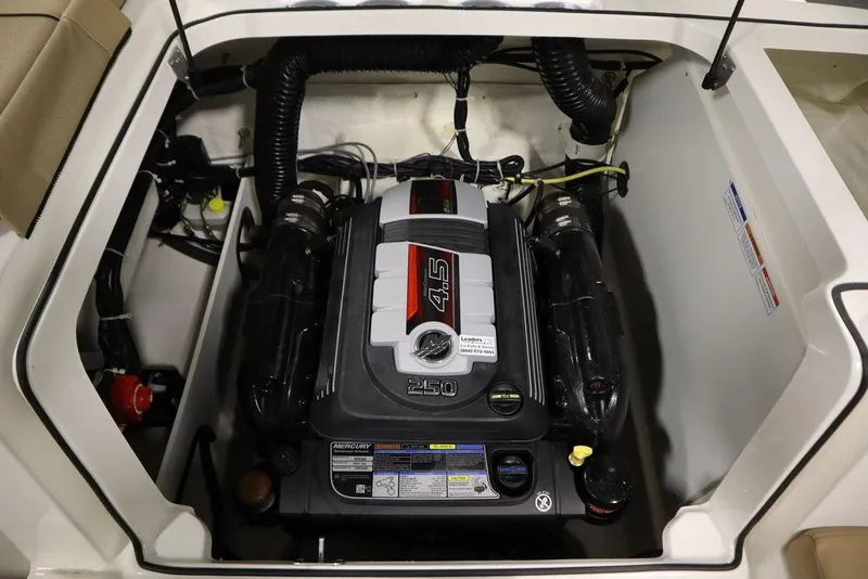 Slide: The Image of 2024 Bayliner VR5 Bowrider engine compartment with Mercury 4.5L 250 HP engine. - 45