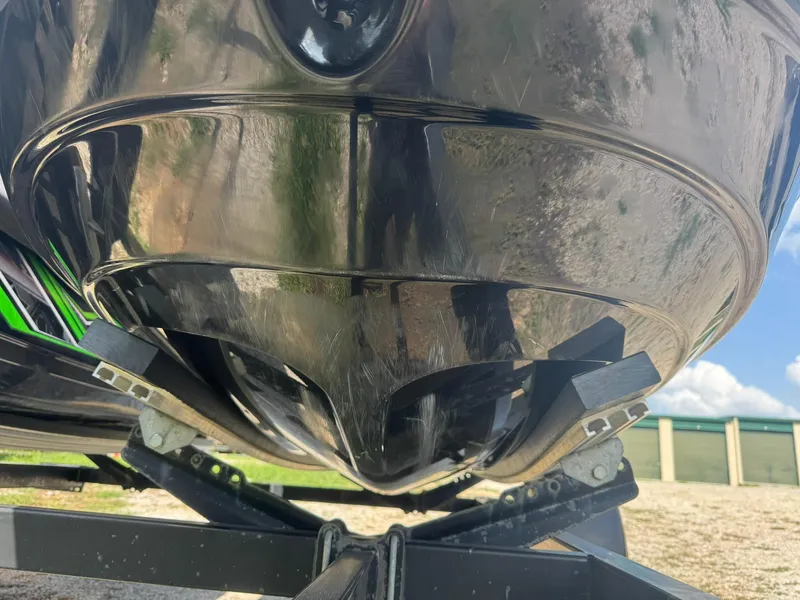 Slide: The Image of Close-up of a 2015 Kawasaki 310lx jet ski hull on a trailer. - 4