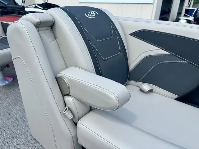 Slide: The Image of 2026 Barletta C24UC boat seat with elegant gray and black upholstery design. - 14