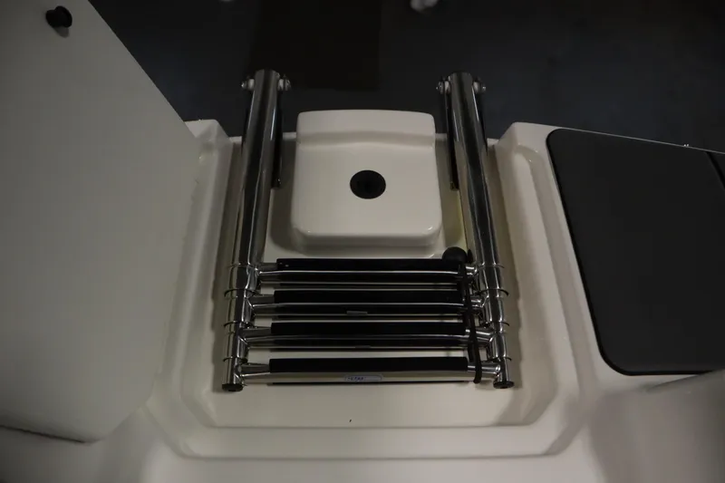 Slide: The Image of Bayliner D22I 2025 boat ladder and platform, featuring stainless steel rails. - 5