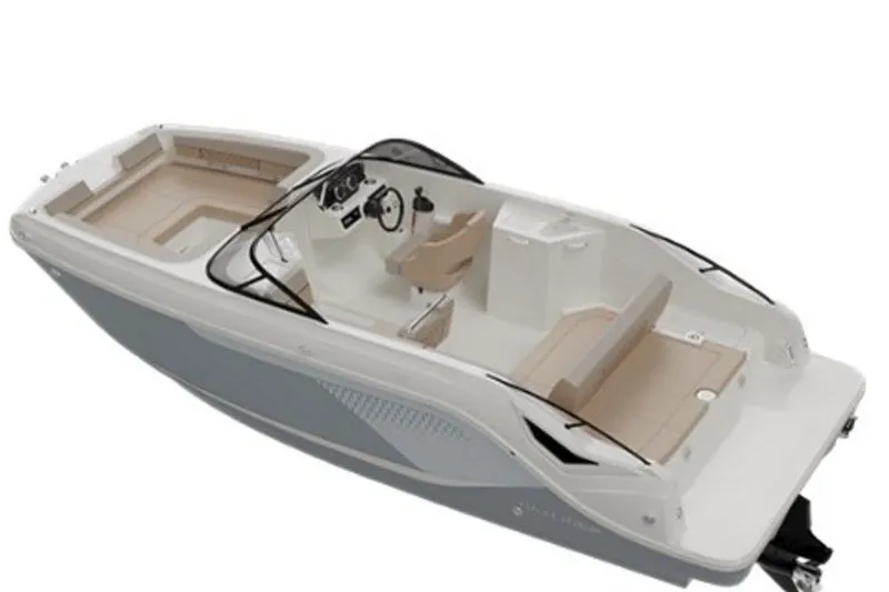 Slide: The Image of 2025 Bayliner D22I boat with sleek design and spacious seating. - 59