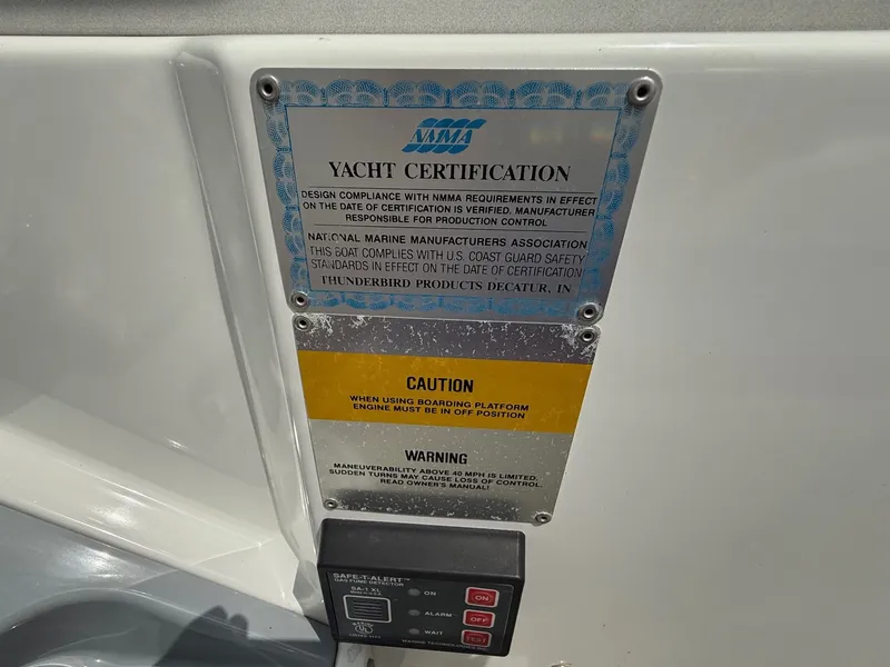 Slide: The Image of Yacht certification and safety warnings on a 1997 Formula 280SS boat. - 27