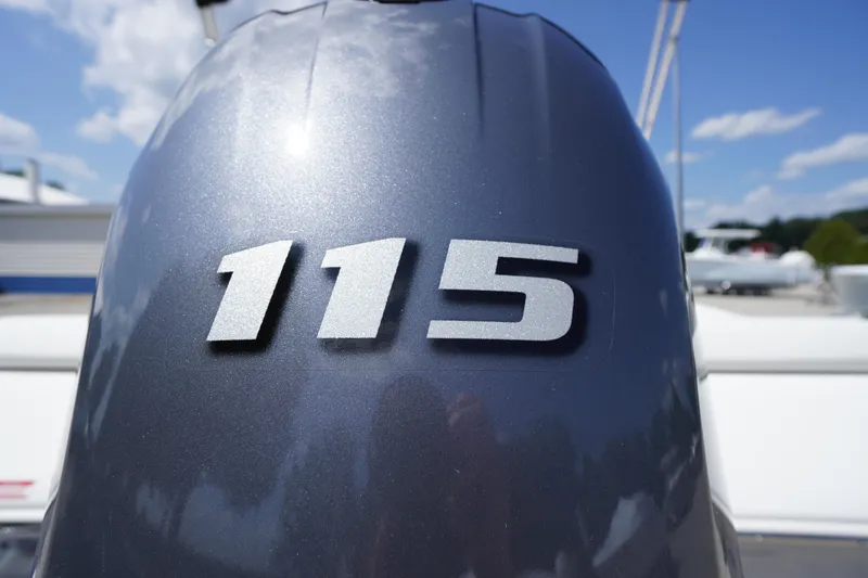 Slide: The Image of Close-up of 115 horsepower engine on 2025 Tidewater 198 CC Adventure boat. - 43