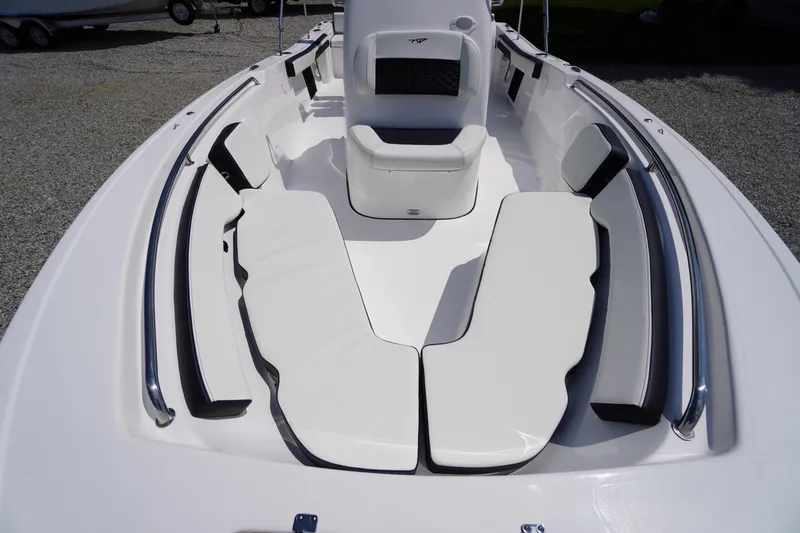 Slide: The Image of 2025 Tidewater 198 CC Adventure boat with spacious seating and sleek design. - 6