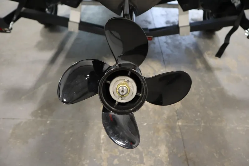 Slide: The Image of 2025 Bayliner M15 MX COMFORT PACKAGE boat propeller close-up. - 32