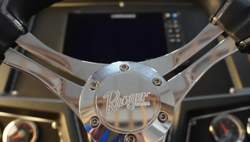 Slide: The Image of 2024 Ranger Z518 Ranger Cup steering wheel close-up with dashboard in background. - 14