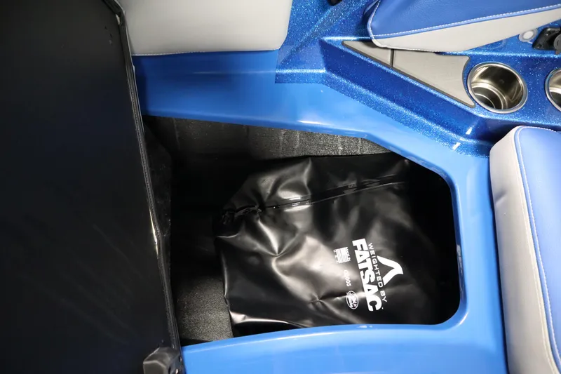 Slide: The Image of 2025 Centurion Fe23 interior with blue accents and Fatsac ballast bag. - 13