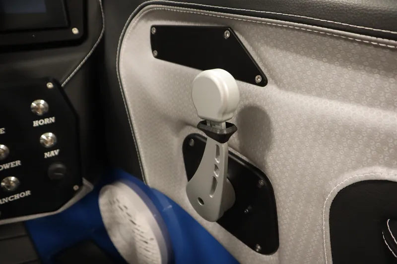 Slide: The Image of Centurion Fe23 2025 boat interior with control panel and throttle lever. - 26