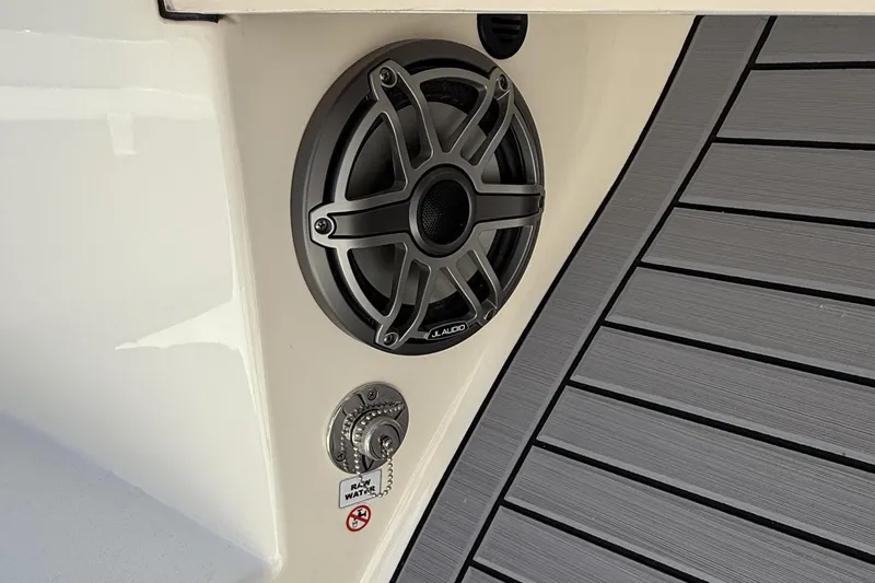 Slide: The Image of 2024 Pathfinder 2700 Open boat speaker and deck detail. - 23