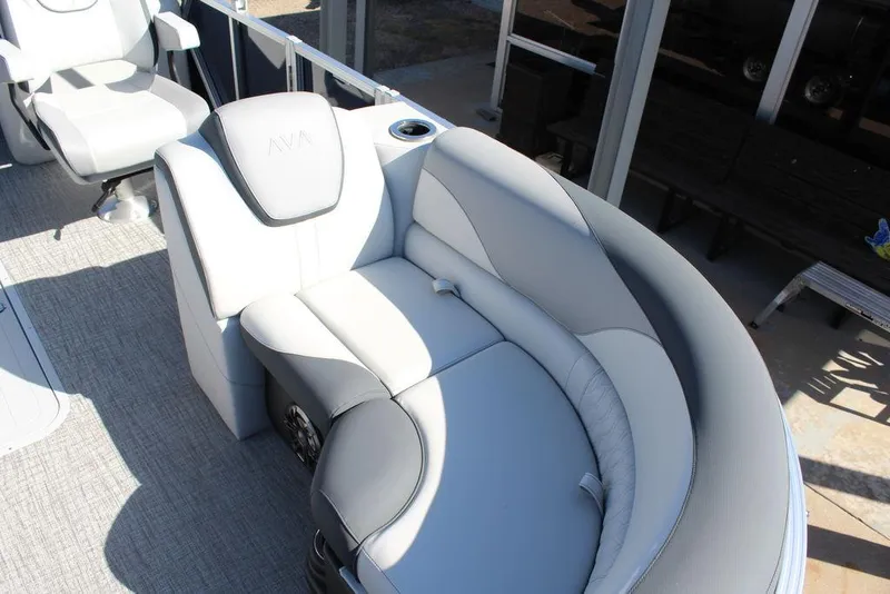 Slide: The Image of Luxurious seating on 2025 Avalon LSZ Quad Lounger Shift 21 FT pontoon boat. - 10