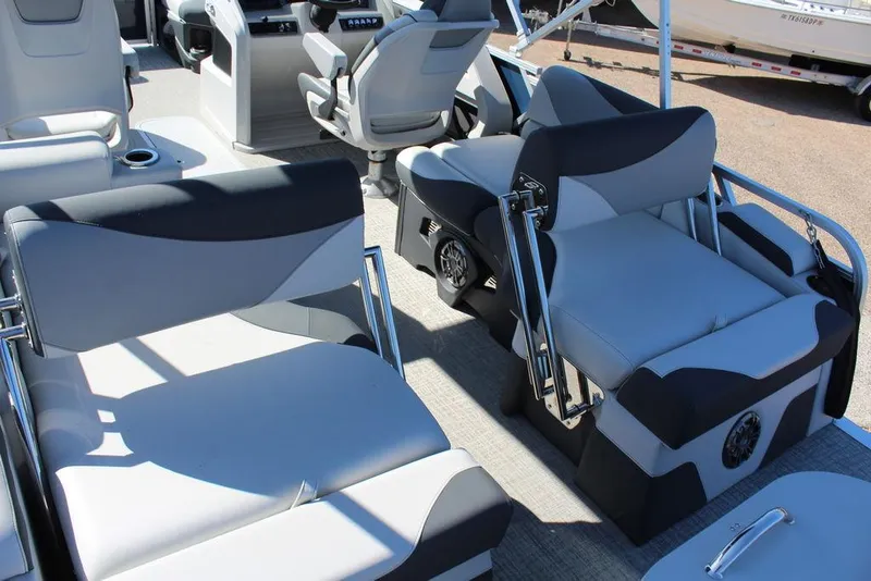 Slide: The Image of 2025 Avalon LSZ Quad Lounger Shift 21 FT interior with luxurious seating and modern design. - 24