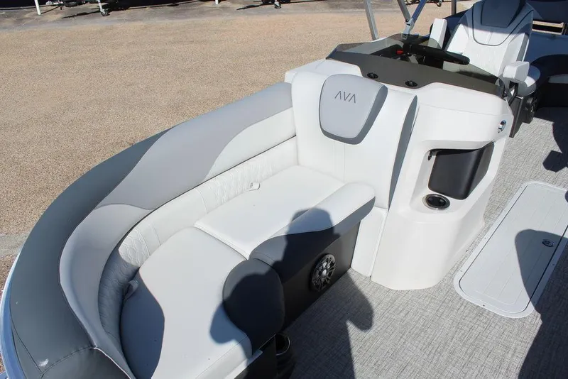 Slide: The Image of 2025 Avalon LSZ Quad Lounger Shift 21 FT interior with sleek seating and modern design. - 9